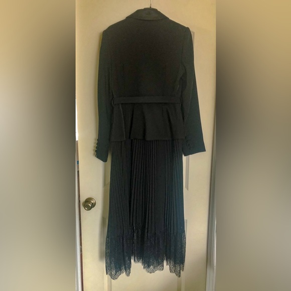 Self-Portrait Tailored Crepe and Chiffon Midi Dress in Black - Picture 13 of 16